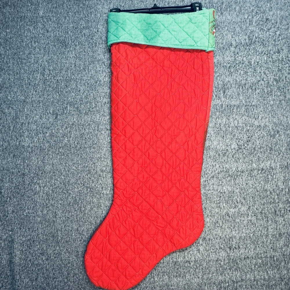Vintage Quilted Santa Christmas Stocking Large 33